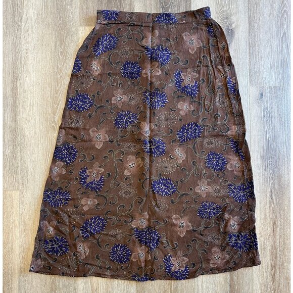 Vintage 90s Sag Harbor Brown Floral Whimsygoth Midi Skirt Size Medium - Picture 1 of 4